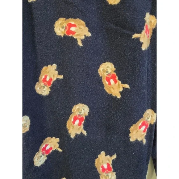 la Vie en Rose Womens Navy Blue Golden Retriever Flannel Pajama Set Large L - Picture 5 of 16
